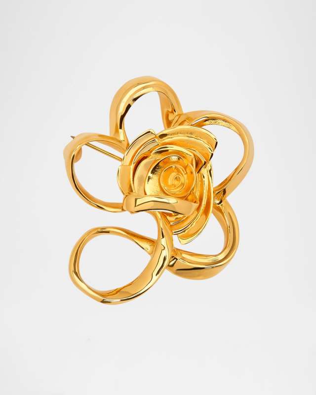 Large Geometric Rose Brooch